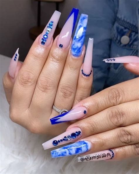 blue acrylic nails ideas|trendy baddie acrylic nails blue.